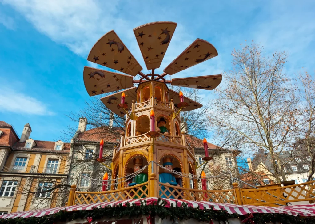 Typical wooden christmas carousel, Munich