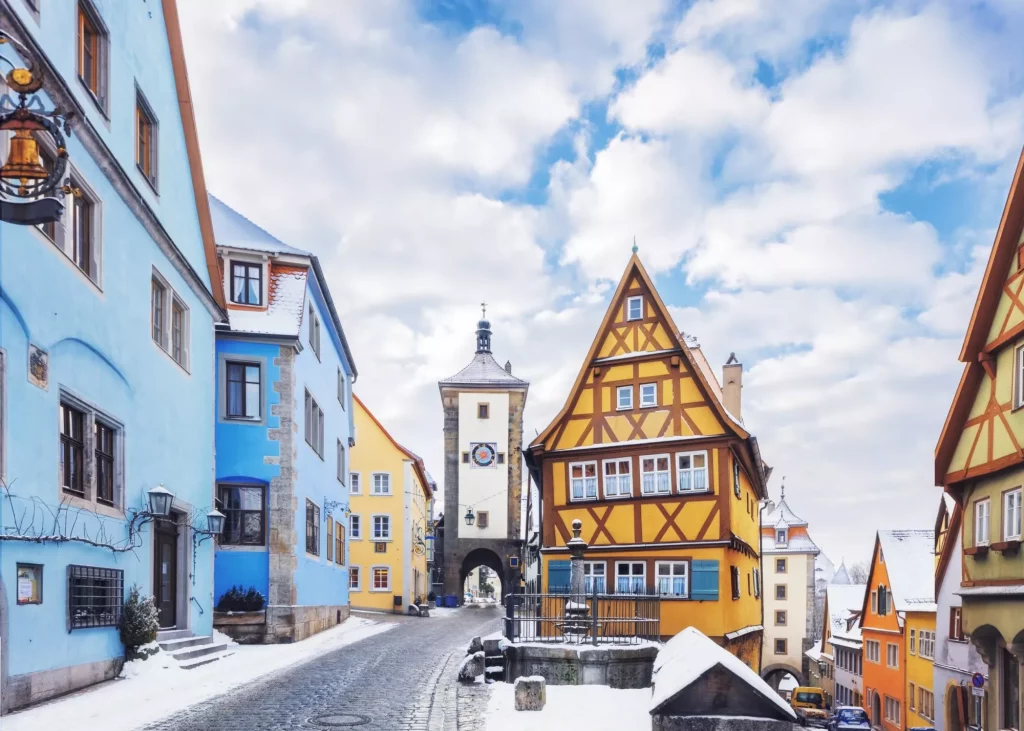 Medieval old Rothenburg ob der Tauber in winter